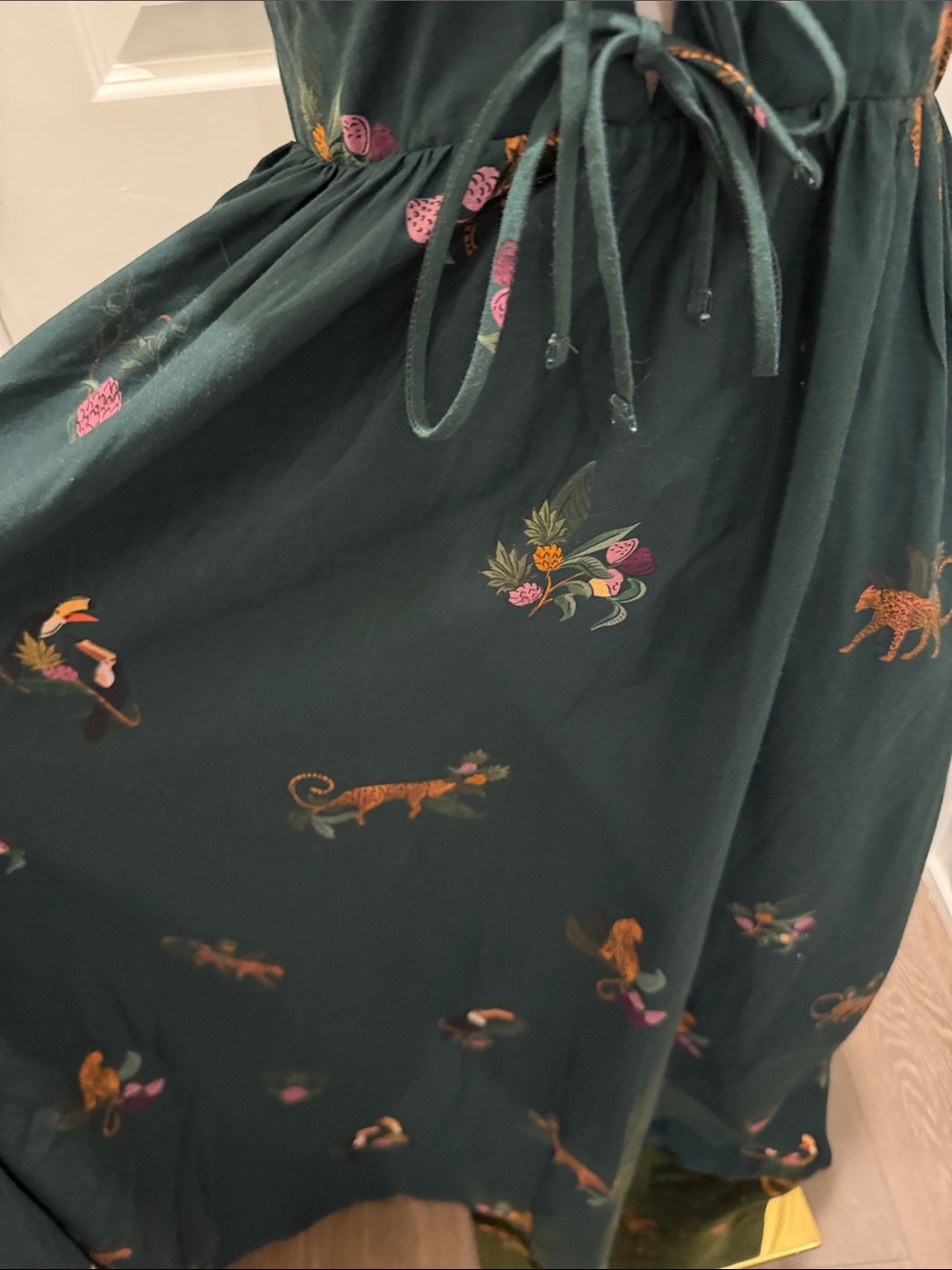 FARM Rio Dark Green Floral Tie-Front Maxi Dress Size M - Picture 6 of 9